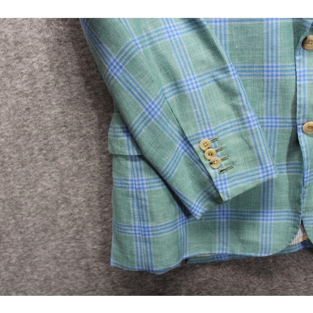 Edgar Pomeroy Bespoke Sport Coat Blazer Bespoke 42L Blue Plaid - Picture 3 of 9